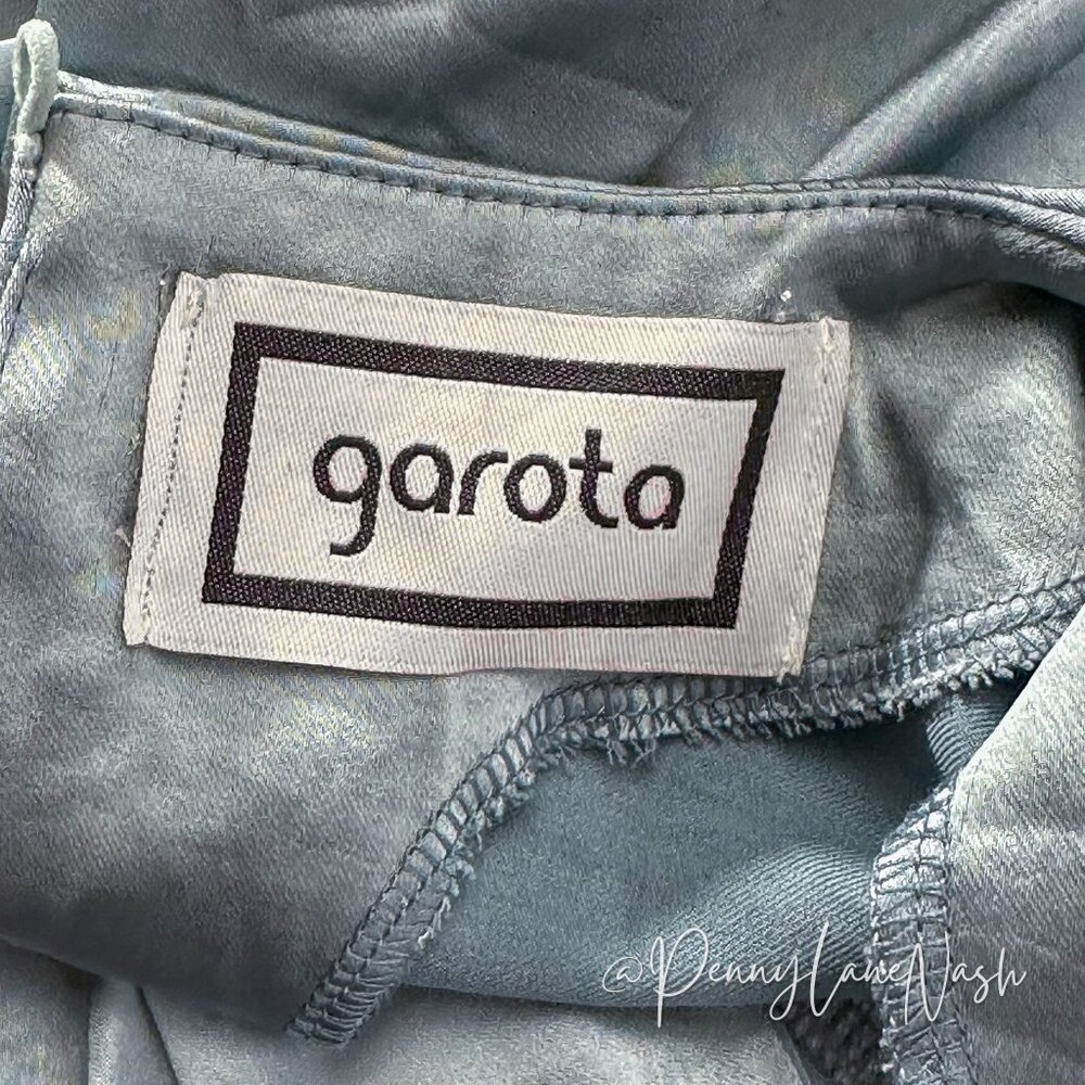 Garota Satin Faux Wrap Midi Dress Blue - Picture 8 of 14